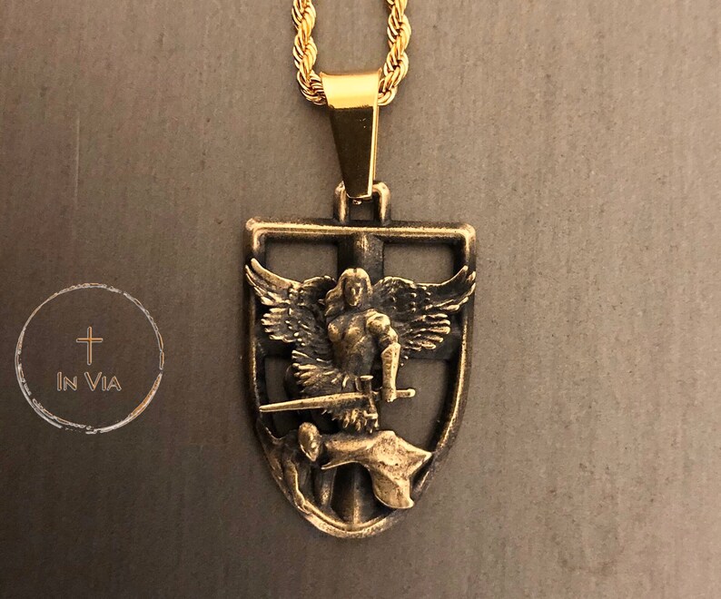 In via St. Michael Pendant Solid Brass Etsy