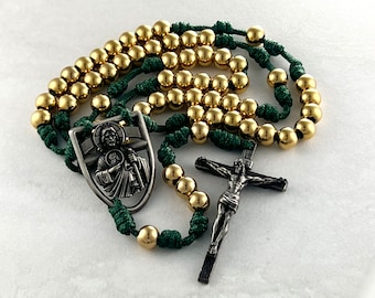 In Via St Jude Rosary Handmade Rosary St Jude Necklace Catholic Rosary Beads St Jude Pendant Solid White Bronze St Jude Medal Catholic Gifts