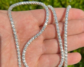 14k Gold Vermeil 925 Silver Diamond Cut Sparkle Ice Rope Chain Necklace  3-5mm - 3mm / 16 / 14K Gold