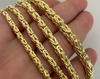 Byzantine Rope Chains Lobster Clasp 14k Gold Finish over Solid 925 Sterling Silver 2.5mm, 3mm, 4mm, 5mm and 18-30" Lengths for Men or Women