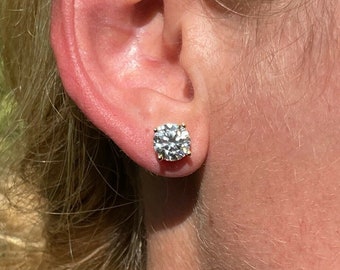 8mm Moissanite Stud Earrings – 925 Sterling Silver, GRA Certified
