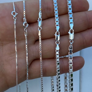 Real Solid 925 Sterling Silver Squared Box Chain 1-4mm Necklace Men Ladies 16-30" Handmade, Great for Pendants!