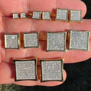 Moissanite Iced Out Kite Stud Screwback Earrings 14k Gold over Solid 925 Sterling Silver, PASSES DIAMOND TESTER!!!    4mm - 18mm Sizes!!!