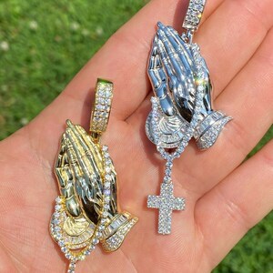 Praying hands with cross chain hot sale