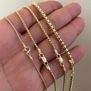 14k Gold über echte solide 925 Sterling Silber Abgerundete Box Kette 1-3 mm Halskette Herren Damen 16-30 ""Handgemacht, ideal für Anhänger!"
