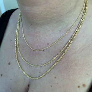Men&#39;s Women&#39;s 14k Gold over 925 sterling silver SPARKLE ROPE NECKLACE chains 1mm, 2mm, 3mm and 14&quot; to 24&quot; lengths or Bracelets 6&quot;-8.5&quot;