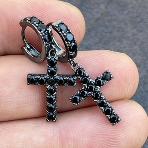 Men's Women's Black Oxidized Solid 925 Sterling Silver Iced Out