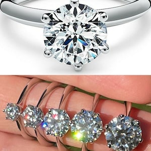 Women's 0.5 - 4ct Real MOISSANITE Engagement Promise Ring Solid 925 Sterling Silver, PASSES DIAMOND Tester!!! Sizes 4-10