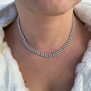 Men s Women s 6mm Iced Out MOISSANITE Cuban Link Chain Solid 925