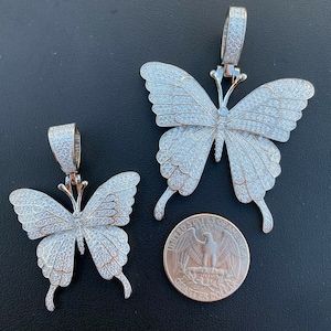 Iced out butterfly necklace on sale