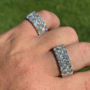 Men's Women's Solid 925 Sterling Silver Hip Hop Iced Tennis 10mm MOISSANITE Ring PASSES DIAMOND Tester Sizes 6-13