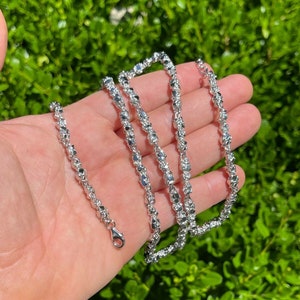 Men&#39;s 5.5mm Unique Handmade 925 Sterling Silver Nugget Chain Necklace 18&quot;-30&quot; lengths available