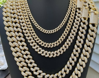 アイスドモアッサナイト マイアミ キューバンリンクチェーン：ゴールド