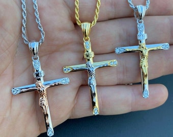 Mr.Piercing Two-Tone Crucifix Necklace 
