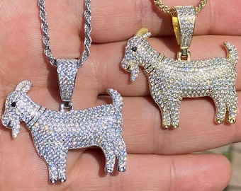 iced out goat pendant