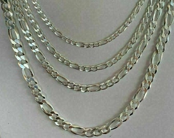 Men's Women's Real Solid 925 Sterling Silver Figaro Chain Necklace 2.5mm - 10mm, 16"-30", OR Bracelets 7"-9"