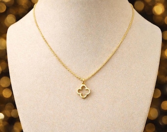 Moissanite Clover Pendant, 14k Gold Sterling Silver, Iced Out