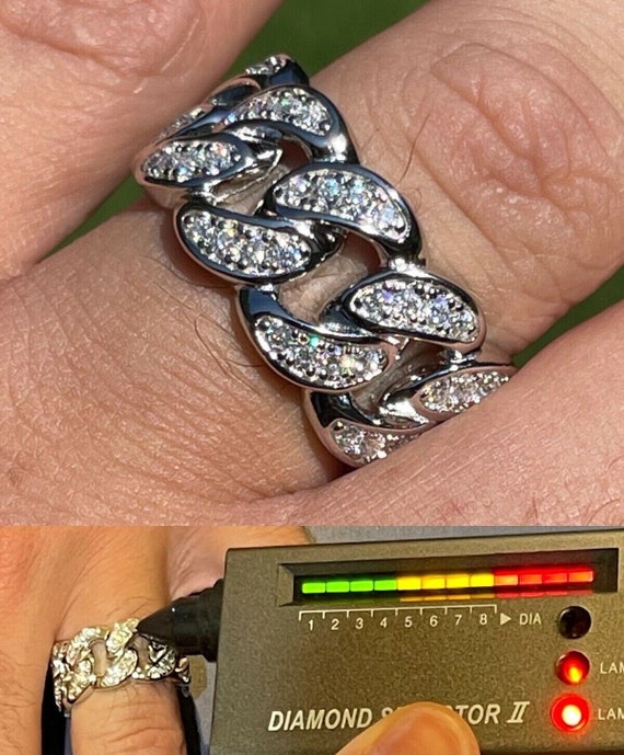 Men s Iced Out Moissanite Cuban Pinky Ring Real Solid 925 Sterling Silver Sizes 7 13 PASSES DIAMOND TESTER Etsy