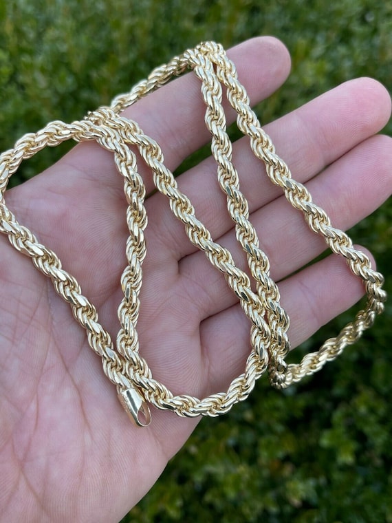 Gold Rope Chain Gold 925 Chain Men's 6MM 14k Gold Over Real Solid