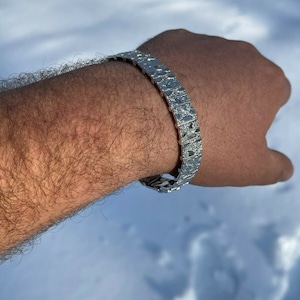 Men's Solid 925 Sterling Silver Mens Nugget Bracelet Heavy 8mm 12mm 16mm, Rapper, Hip-Hop image 6