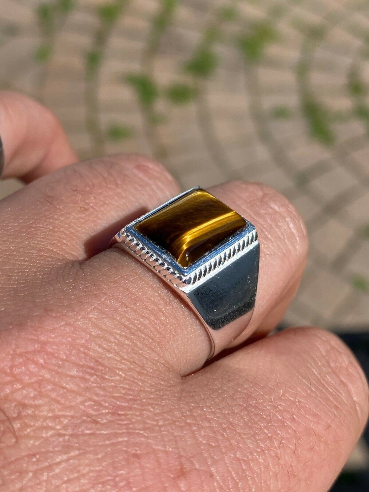 BySilverStone Anubis Signet Ring – Tiger’s Eye Gemstone, Sterling Silver, Egyptian Mythology Gift For Men & Women - View #11