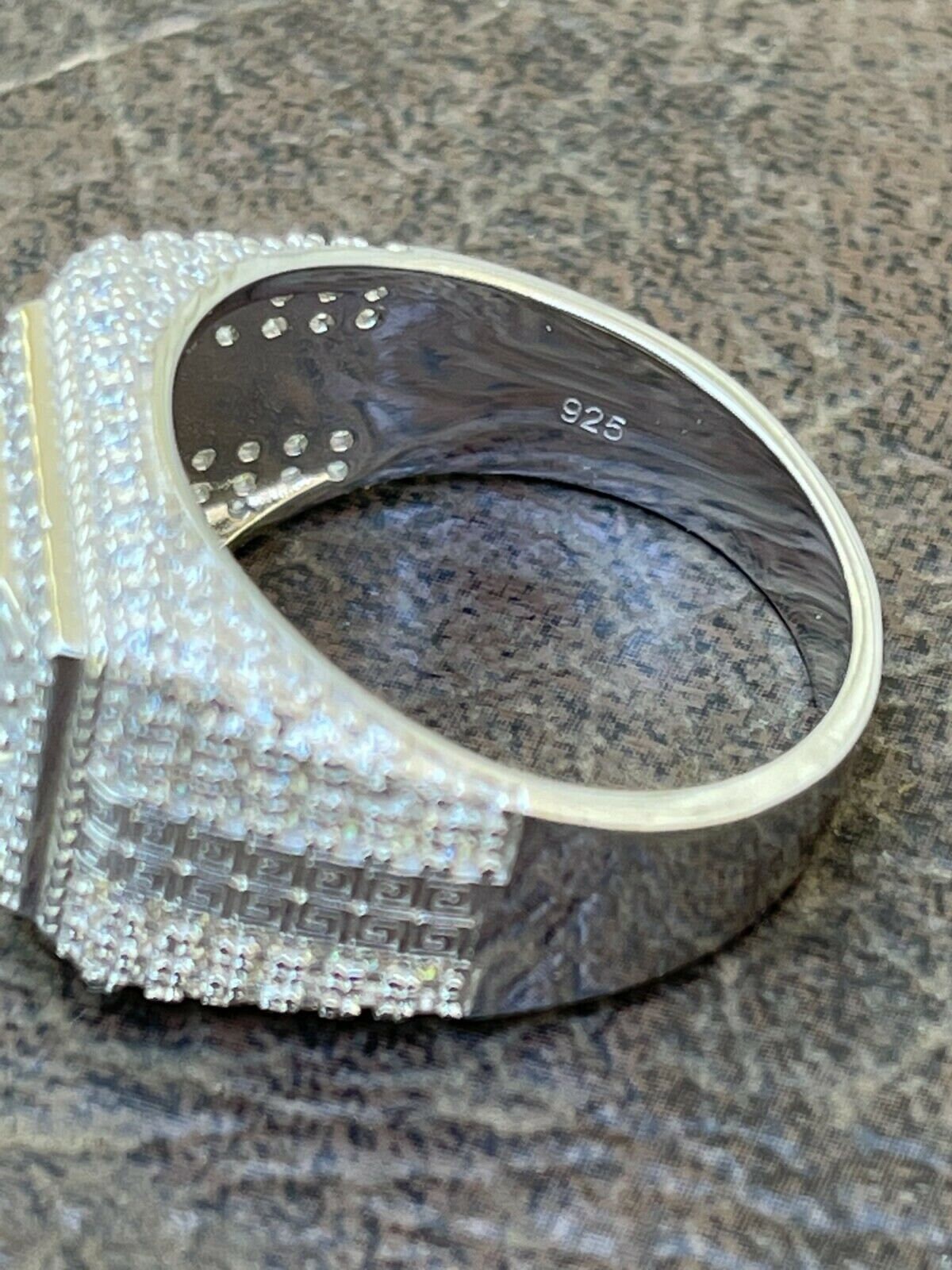 Men's Solid 925 Sterling Silver Pinky Ring Iced Out Baguette Men's Solid 925 Sterling Silver Pinky Ring Iced Out Baguette