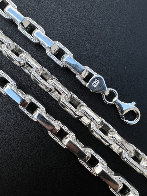 Mens Stainless Steel Rolo Link Chain Necklace – Silver Tone, 3-10mm Width, 18-36 Inch Length (No Tags)