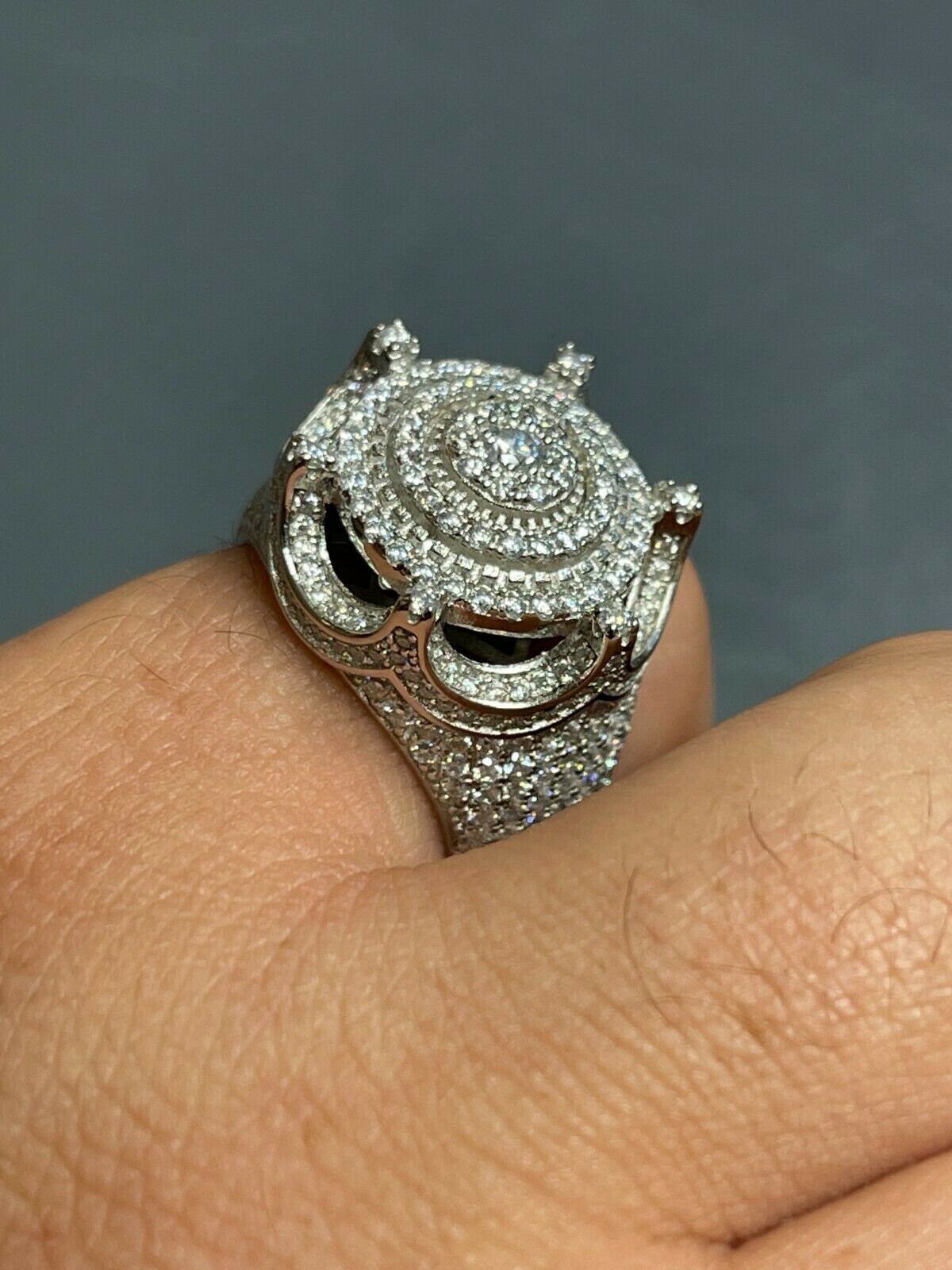Men's Iced King Crown Ring - Solid 925 Sterling Silver With CZ Stones, Hip Hop Style Ring