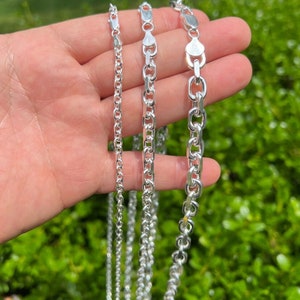 Men&#39;s Women&#39;s Solid 925 Sterling SIlver Anchor Cable Chain 4mm, 6mm 8mm Widths, 16 - 30&quot;, Bracelets 7&quot; - 8.5&quot;