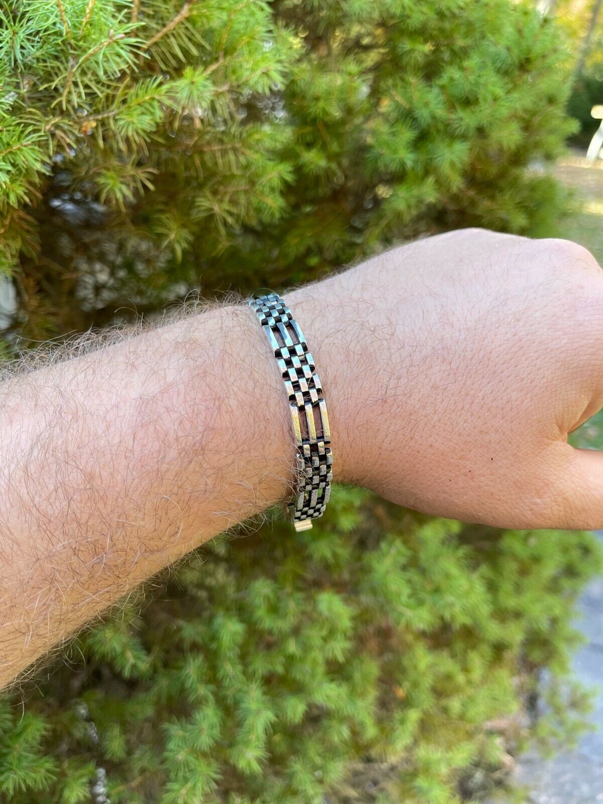 【BLACKPURPLE】25SS★ Void Ring Bracelet Men's Solid 925 Sterling Silver Oxidized Black Rhodium
