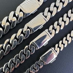 HANDMADE Miami Cuban Chains Solid 925 Sterling Silver Oxidized Dark Vintage Look 6mm, 8mm, 10mm 12mm Widths & 18", 20", 22", 24" 28" Lengths