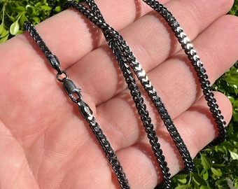 Cadena Franco de plata de ley con rodio negro oxidado (2,5 mm)