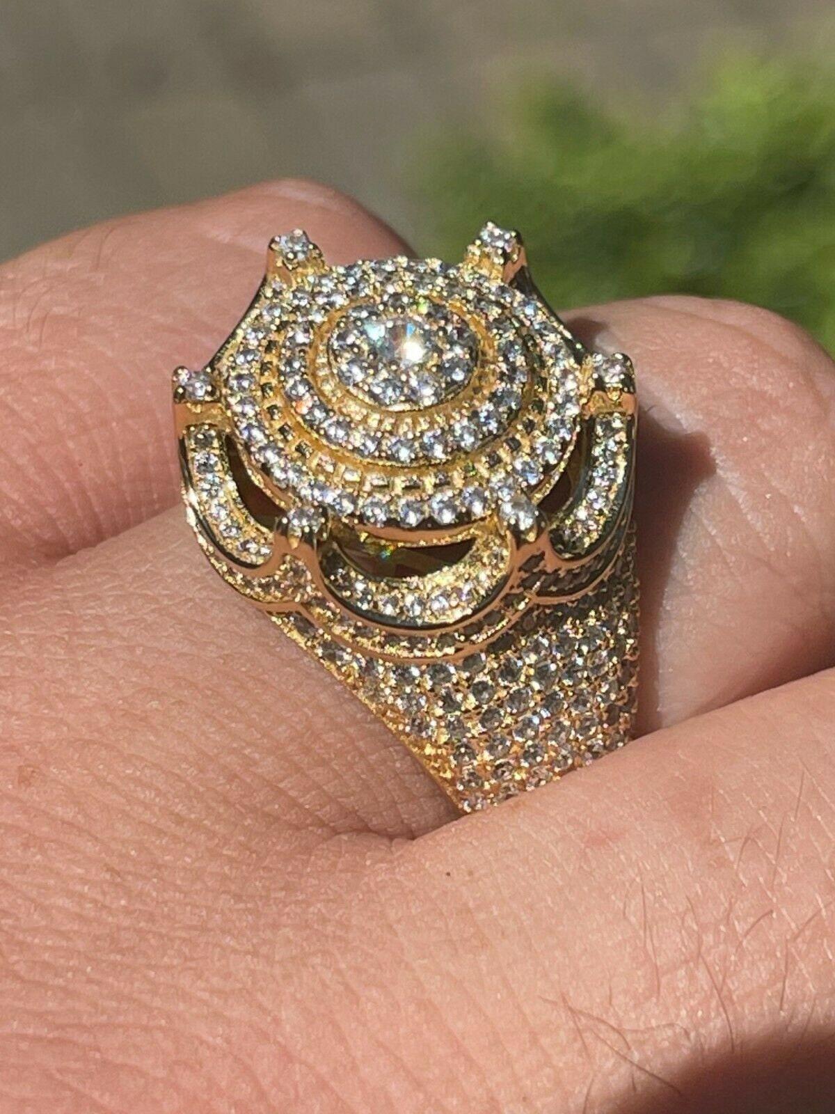 Men's Iced Out 14k Gold Over Solid 925 Sterling Silver King
