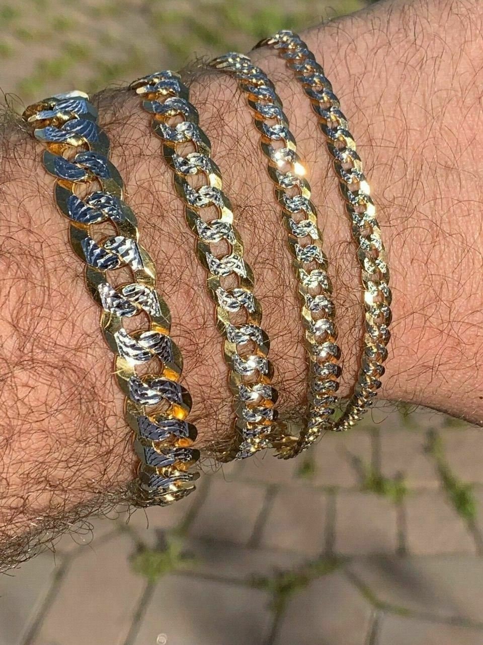 Men's 8mm Diamond Cut Cuban Link Chain - 14k Gold Plated Over Solid 925 Sterling Silver, Made In Italy