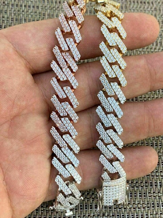 Meisidian 6 Inch S925 Silver Iced Out Diamond Cuban Link Moissanite Bracelet  For Mens - AliExpress