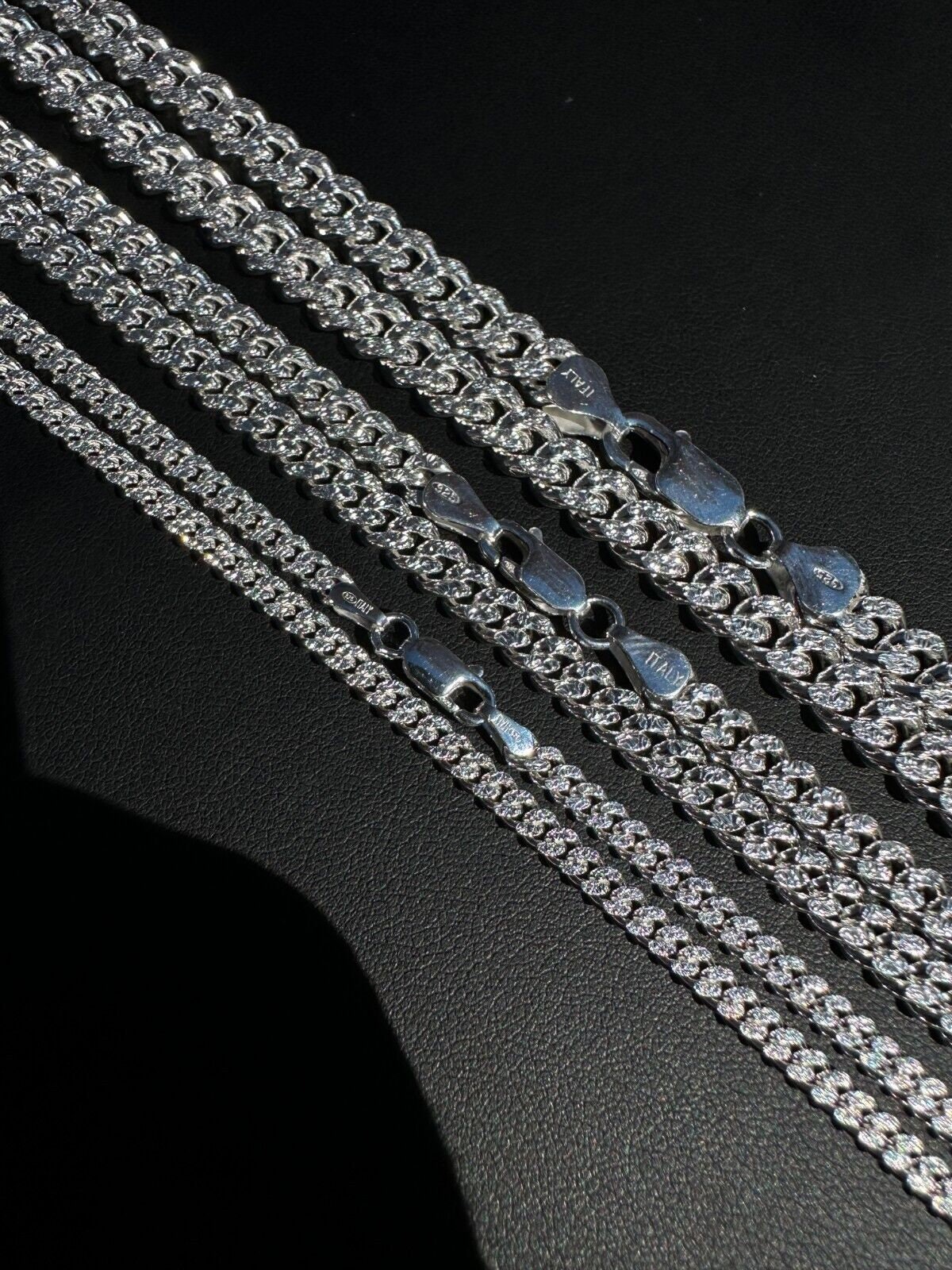 Catena A Corda In Argento Sterling Rodiato Da 1,2 Mm