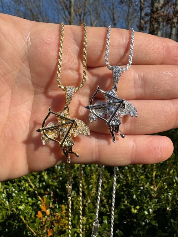 Moissanite Cupid Pendant: 925 Sterling Silver Cherub, Bow & Arrow