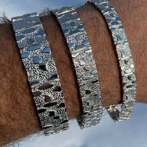 Bracelet homme en argent sterling 925 avec pépites lourd 8 mm 12 mm 16 mm, rappeur, hip-hop
