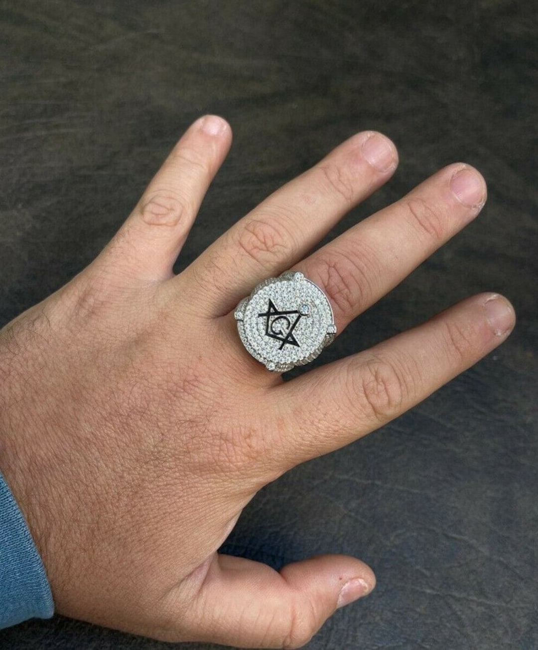 Willis Judd MasonicMan Men's Titanium Masonic Ring - Latin Engraving, Hypoallergenic, Size 13