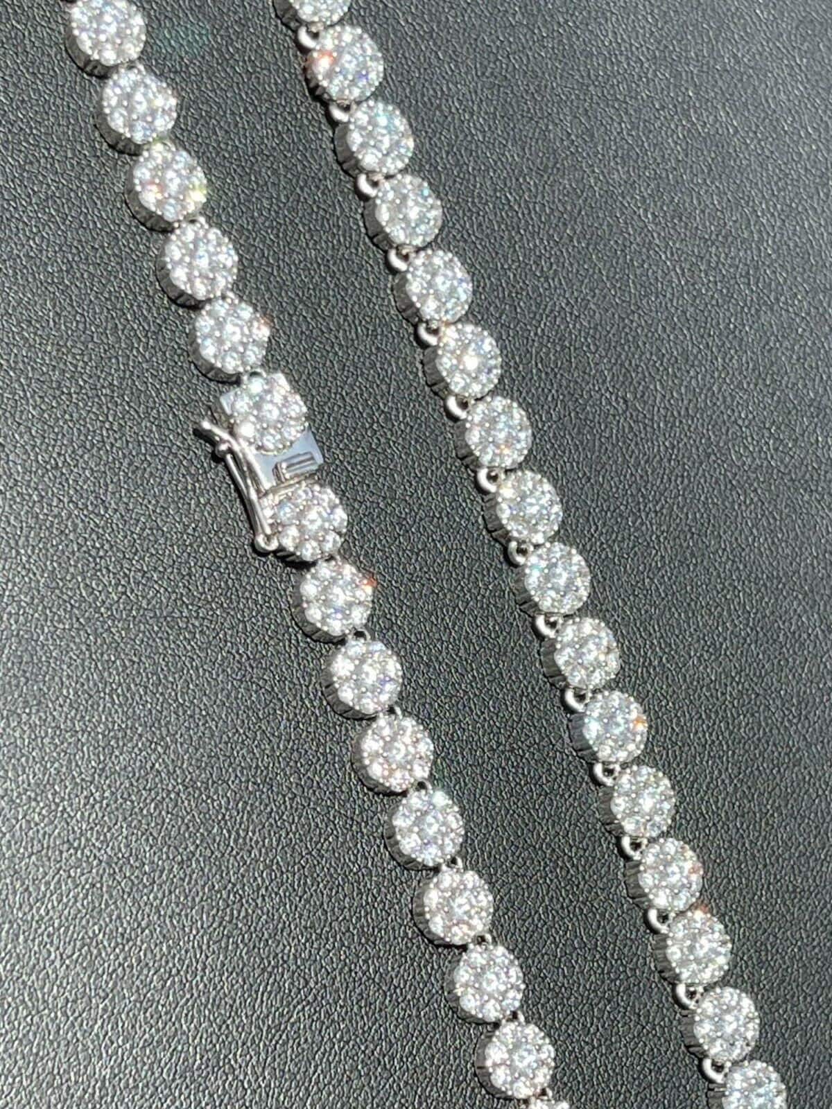 Iced Out 925 Sterling Silver Tennis Chain: 7mm Simulated Diamond 