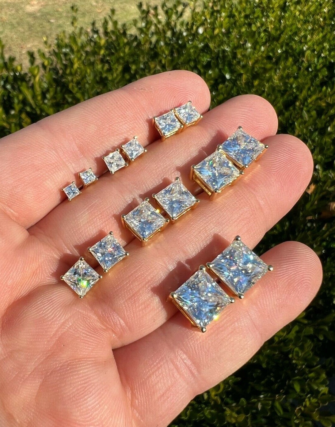 ピアス wing bling 14k post ruba square moissanite earrings MOISSANITE Earrings Square Real 925 Silver 14k Gold Plated