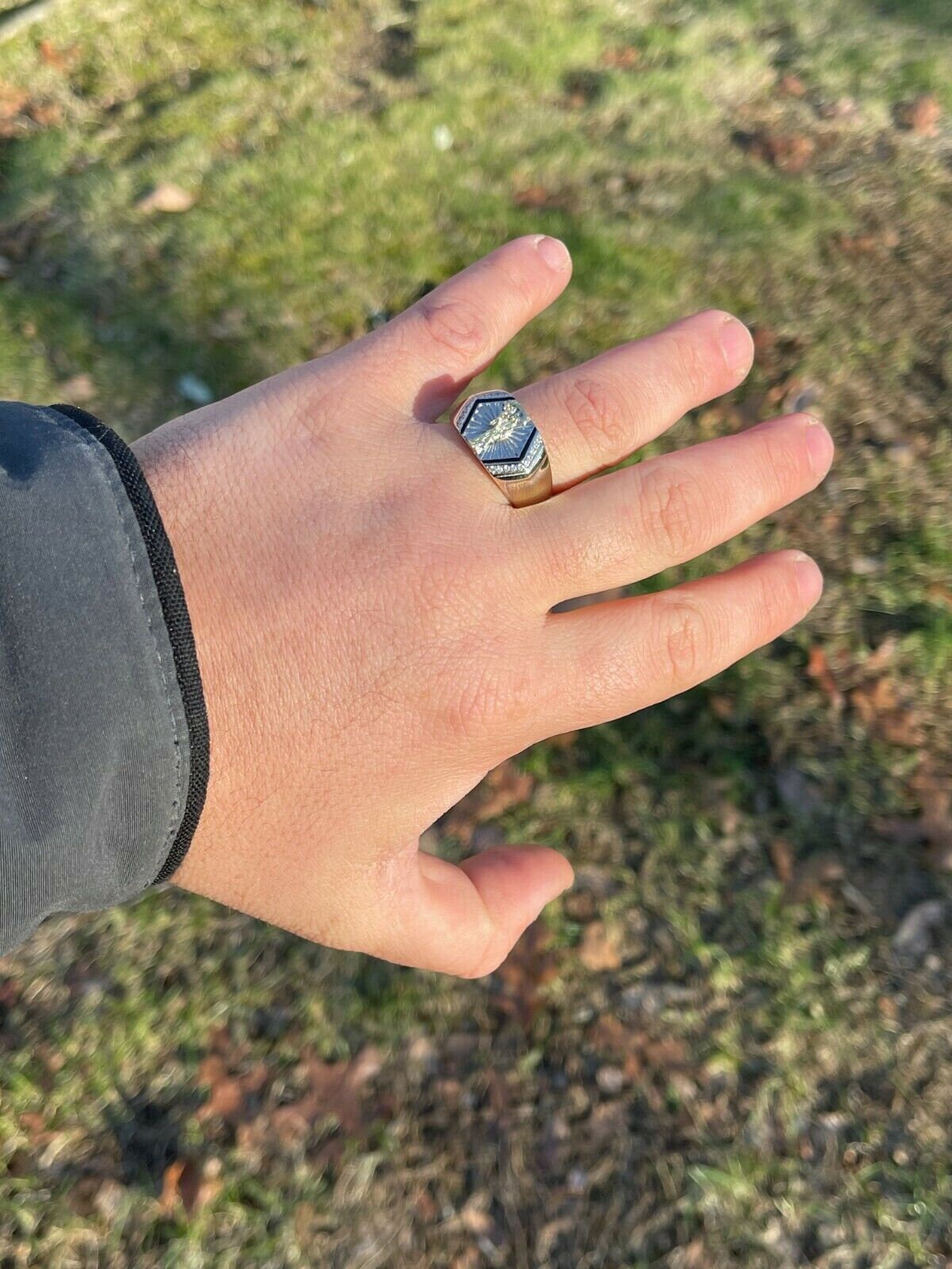 thumbnail image 2 of Real Solid 925 Sterling Silver Mens Iced Ring 2 of 9