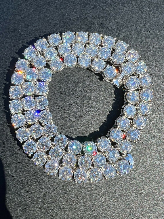 Buy Iced Out Moissanite Tennis Chain: 925 Sterling Silver, 8mm