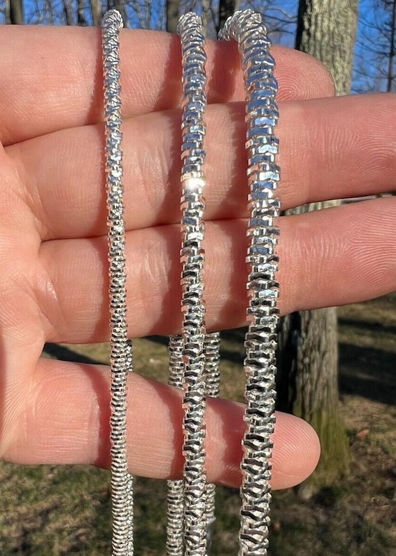 Men s Women s Real Solid 925 Sterling Silver Margarita Ice Rock SPARKLE ROPE NECKLACE Chains 3mm 4mm 5mm Thickness and 16 to 30 Lengths Etsy