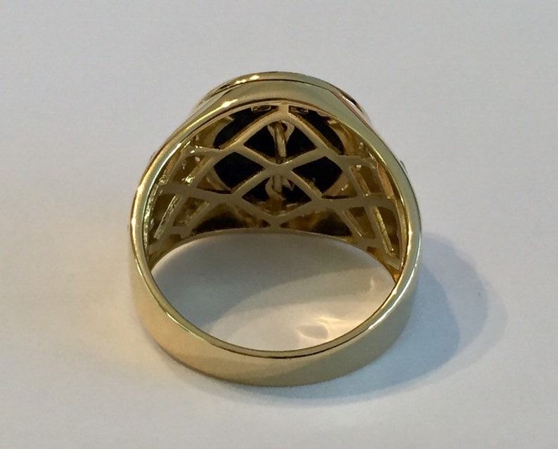 Men's Custom Mason Masonic Black Onyx Pinky Ring 14K Gold Etsy