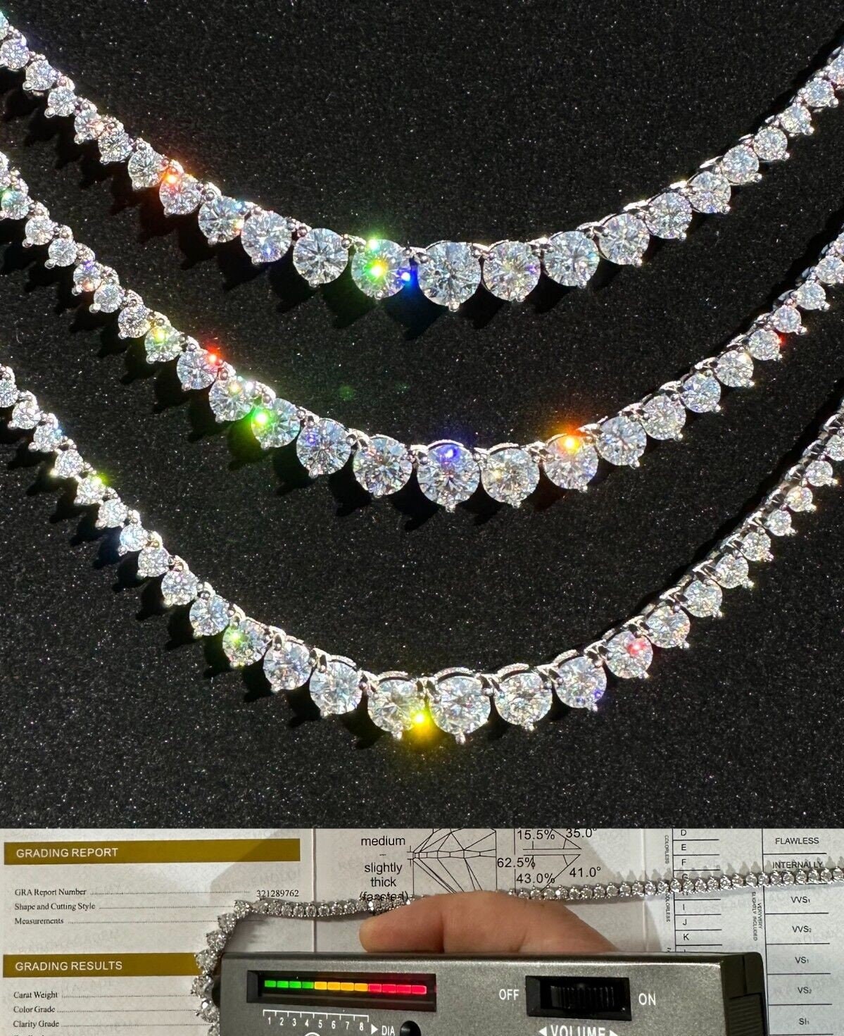 【HYERES LOR】Essence Silver(W) Moissanite Triple Necklace The Mystique - Three-Stone Moissanite Necklace – Moisfine