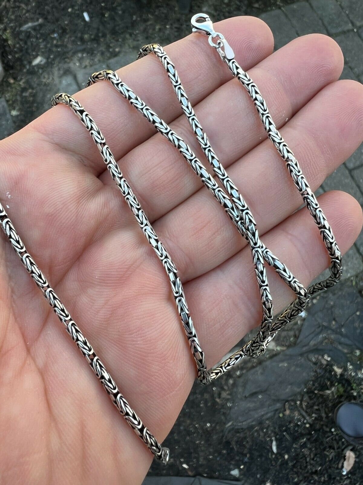Oxidized Sterling Silver Byzantine Chain Necklace: Handmade Rope