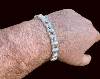 Pulsera de cadena de bicicleta de plata de ley de 9 mm - Plata maciza 925
