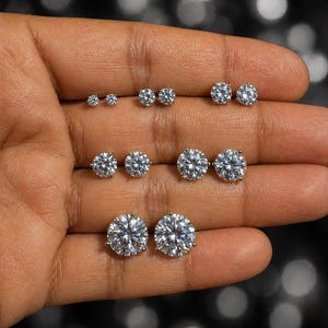 Moissanite Stud Earrings: 925 Sterling Silver Martini Set, 3-10mm Push Backs