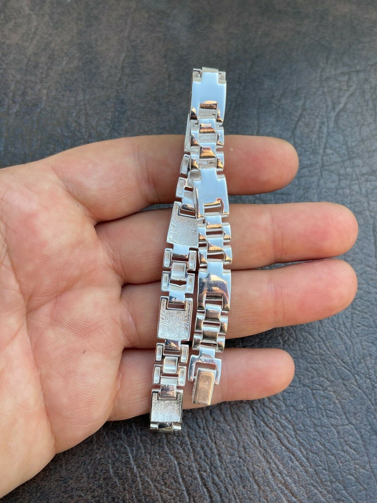 Men's Real Solid 925 Sterling Silver Plain Presidential Link